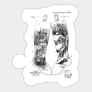 Christmas Socks Design Vintage Patent Drawing Sticker